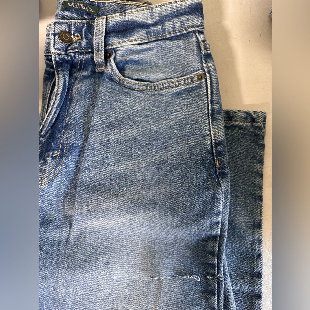Women's High-Rise 90's Relaxed Slashed Straight Jeans Wild Fable readdescription - Picture 6 of 11